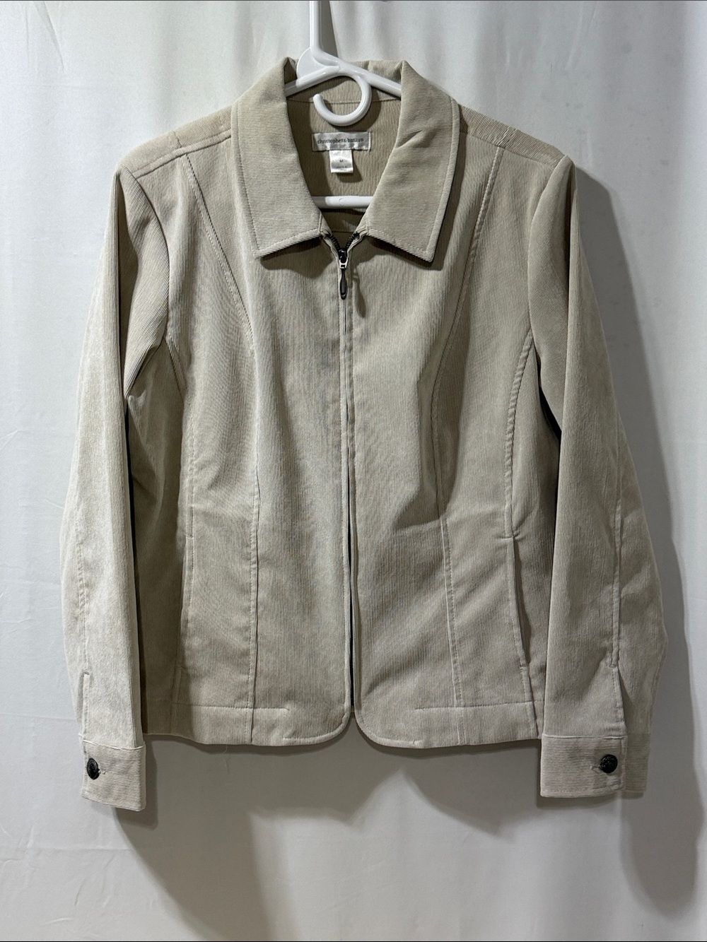 Christopher & Banks Light Beige Zip-Front Jean Jacket